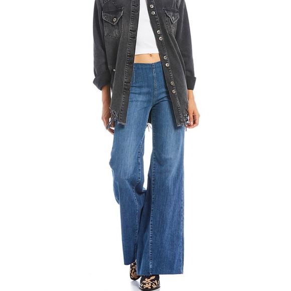 Free People Drapey Aline Flared Pull On Jeans - Picture 6 of 6